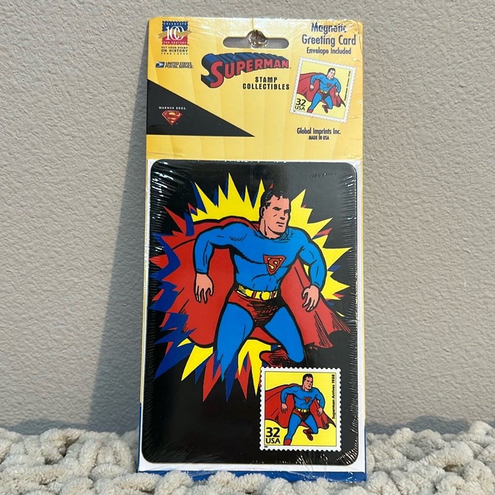 Stamp Collectible Superman Magnetic Greeting Card (Envelope Included)